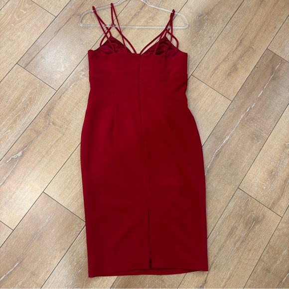 Bardot Strappy Red Midi Dress - Picture 3 of 6